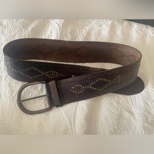 Fossil Vintage Brown Wide Studded Leather Belt